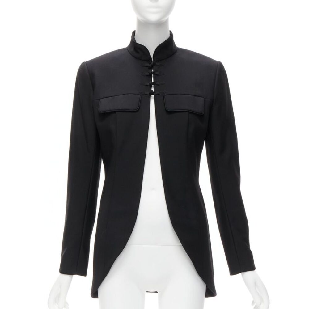 CHRISTIAN DIOR John Galliano 1999 Runway black Mao Mandarin collar jacket FR38 M